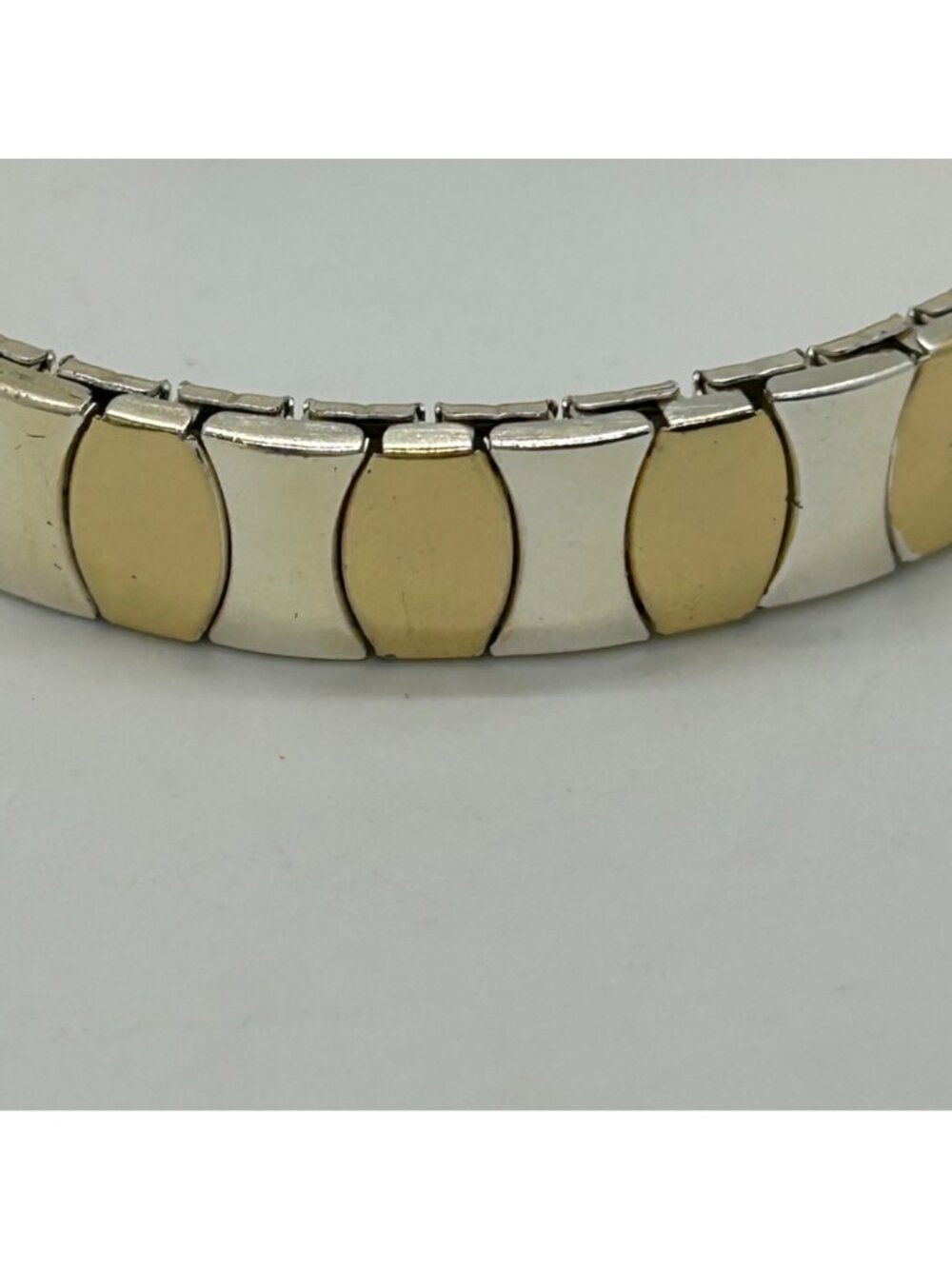Vintage Gold Tone and Silver Tone Stretch Expansion Bracelet Mid Century Classic - Picture 7 of 14
